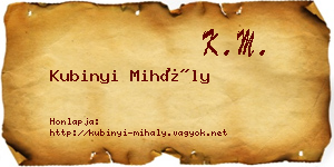 Kubinyi Mihály névjegykártya