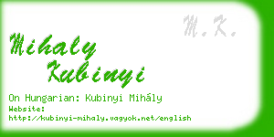 mihaly kubinyi business card