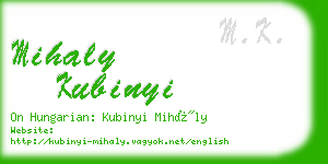 mihaly kubinyi business card